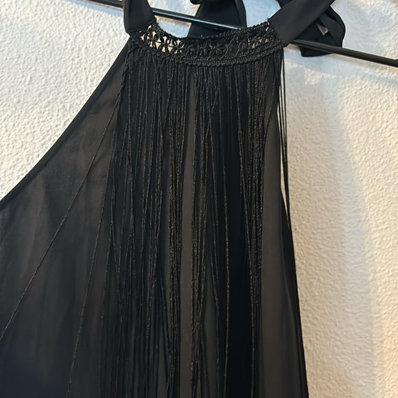 NWT Zara black fringe backless dress size small - Picture 2 of 6